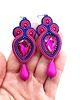 kolczyki soutache Colore różowo granatowe kolczyki sutasz