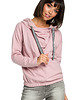 bluza z kapturem damska Bluza z kapturem z zakładką- pudrowa (B-088)