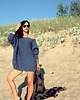 swetry damskie  Sweter handmade oversize  blue z wełną