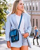 torebki mini Skórzana torebka etui na telefon niebieska - Pheobe