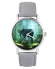 zegarki damskie Zegarek - Słoń, dżungla - skóra, szary