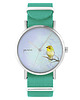 zegarki damskie Zegarek - Żółty ptaszek - turkusowy, nylonowy