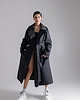 płaszcze damskie Płaszcz typu trencz longline oversize czarny