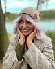 czapki damskie Bawełniana czapka jesienna logo ekoskórka "Beżowa"