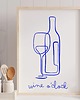 plakaty PLAKAT wino, niebieska grafika, wine o clock, ozdoba do kuchni