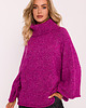 swetry damskie  Sweter z golfem i szerokimi rękawami - amarantowy(M-822)