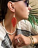 kolczyki z piórami Długie wiszące kolczyki piórka/listki- boho, hippie, festiwalowe