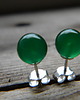 kolczyki wire wrapping Zielony onyks - agat - gładka kulka