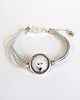 bransoletki ze szkła Bransoletka - Biały wilk  - jasno szara, sznurki