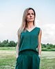 topy damskie Top lniany Butelkowa Zieleń