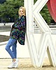 bluza z kapturem damska Bluza Long Back palmy