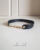 chokery CHOKER skóra naturalna czarny złoty łańcuch Glamrock