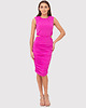 sukienki midi damskie Różowa sukienka midi bodycon z wycięciem DA1768 HOT PINK