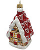 bombki Ręcznie malowana bombka szklana świąteczny domek z czerwonym dachem