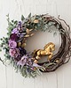 wianki bożonarodzeniowe Fioletowy wieniec ze złotym koniem (26cm)
