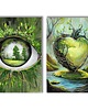 grafiki i ilustracje Obraz ręcznie malowany  Las Drzewa Abstrakcja zestaw 2 szt