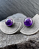 kolczyki srebrne Orientalne kolczyki wkrętki srebrne wachlarze z ametystem