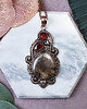 wisiory Miedziany wisiorek wire wrapping z jaspisem i granatem #484