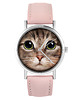 zegarki damskie Zegarek - Kot tygrysek - pudrowy róż, skóra