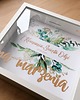 ramki na zdjęcia Ramka Skarbonka na I Komunię Świętą zielone kwiaty