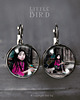 kolczyki szklane Little Bird, dark silver