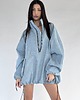bluza bez kaptura damska Bluza jeansowa loosezip oversize denim light blue