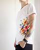 t-shirt damskie Kwiaty na boku Biały Oversize