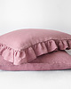 poduszki gładkie Lniana Poszewka Z Falbanką DUSTY PINK