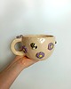 kubki Ceramiczny ręcznie robiony kubek w pszczółki i kwiatki