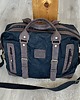 torby podróżne Torba podróżna czarno-brązowa ze skóry i bawełny woskowanej Vintage.