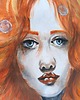 grafiki i ilustracje Portret Syrenka Ariel Akwarela Kobieta Rudowłosa Ruda Bańki Morze 30x42