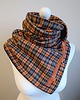 szale damskie Szal wełniany pomarańczowy w kratkę-  unikatowy