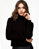 bluza bez kaptura damska Bluza z golfem z grubej dzianiny czarna