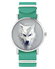 zegarki unisex Zegarek -  Biały wilk - turkusowy, nylonowy