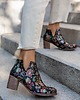botki damskie SKÓRZANE BOTKI DO KOSTKI ZAPATO 501 CZARNE LIŚCIE