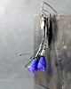 kolczyki wire wrapping Srebrne delikatne kolczyki Fioletowe listki