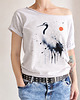 t-shirt damskie Żuraw  Szary Oversize