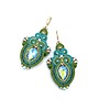 kolczyki soutache Auralis kolczyki sutasz zielono turkusowe letnie z kryształkami
