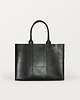 torby na ramię LARGE TOTE BAG black natural leather / DUŻA TORBA TOTE czarna