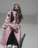 płaszcze damskie Płaszcz longline hoodie oversize dusty pink