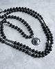 biżuteria męska Długi męski naszyjnik z lawy z okrągłą zawieszką