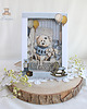 kartki scrapbooking Kartka na roczek "BabyBoy Miś Vintage" GOTOWA