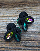 kolczyki soutache Czerń i zieleń - kolczyki sutasz
