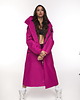 płaszcze damskie Parka Longline Hoodie Oversize fuksja