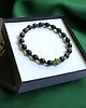 bransoletki z kamieni naturalnych HAMSA - ochrona - fasetowany onyks mat, hematyt emerald