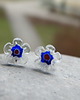 kolczyki wire wrapping Niebieski środek - kwiatki    - sztyfty
