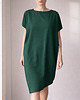 sukienki midi damskie Sukienka krótki rękaw asymetria Butelkowo zielona