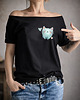 t-shirt damskie Kotek serduszko czarny Oversize