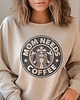 bluza bez kaptura damska Beżowa Damska  Bluza oversize MOM NEEDS COFFEE