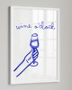 plakaty PLAKAT wino, niebieska grafika, wine o clock, ozdoba do kuchni